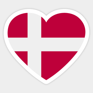 I Love Denmark // Heart-Shaped Danish Flag Sticker